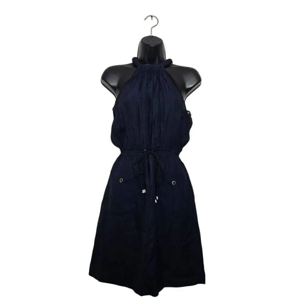 Vena Cava Dress Size 0 100% Silk Sleeveless Drawstring Metal Neck Closure